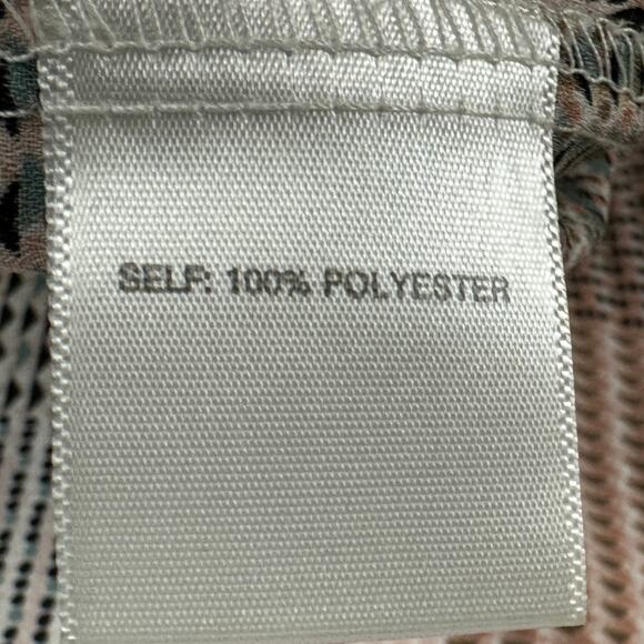 Rose And Olive Top Womens 2X Pink Geo Patchwork 3/4 Sleeve Button Front Career - Picture 6 of 11